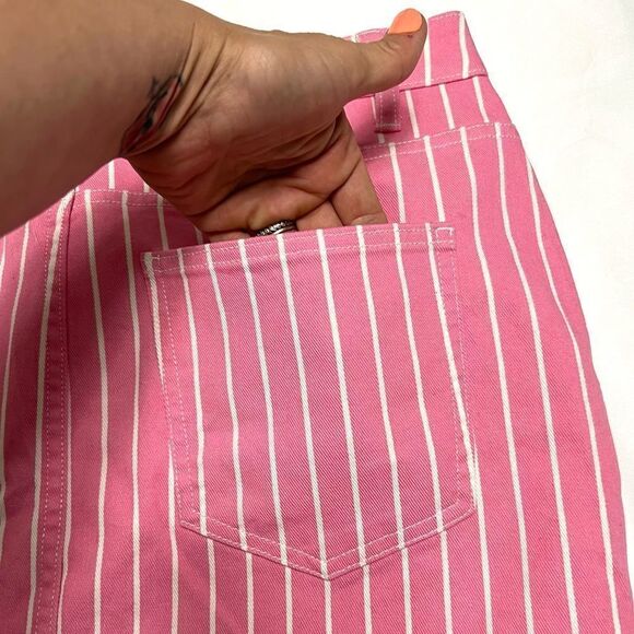 Victor Glemaud x Target Pink Pin Striped Denim Mini Jean Skirt Size 10 New - Picture 10 of 16